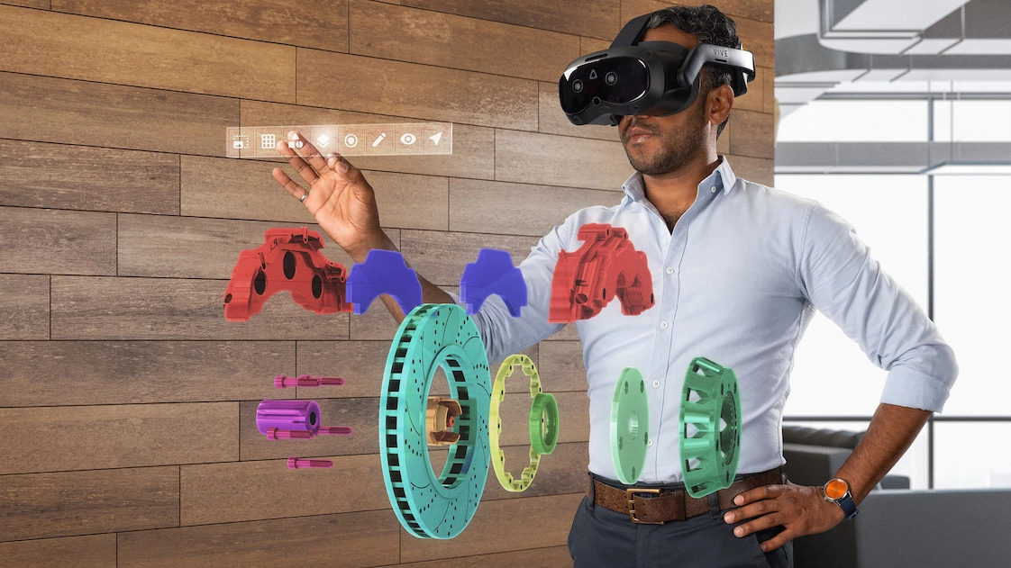 HTC Vive Focus Vision profi-kasutus — VR auto pidurisüsteemi disain ja testimine virtuaalselt ettevõttes.